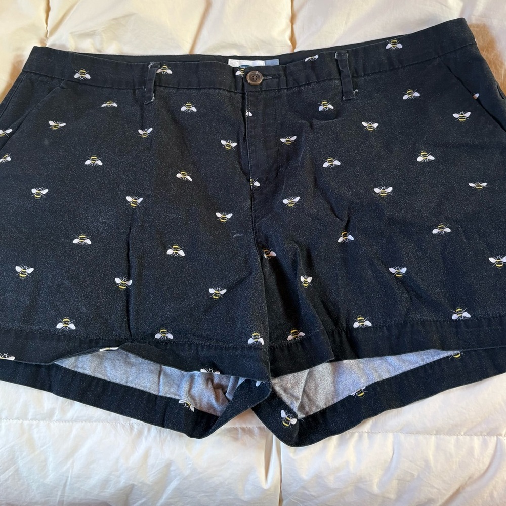 Old Navy Black Bee-Embroidered Shorts